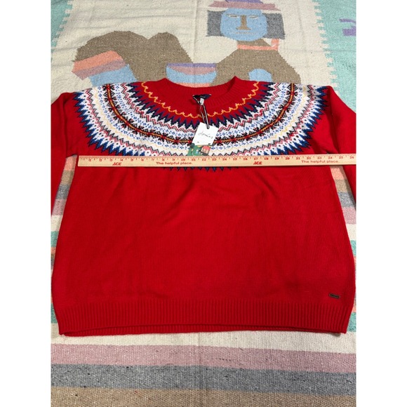 Joules Womens Red Fair Isle Nordic Pattern Crew Neck Long Sleeve Sweater Size 16 - Picture 5 of 6